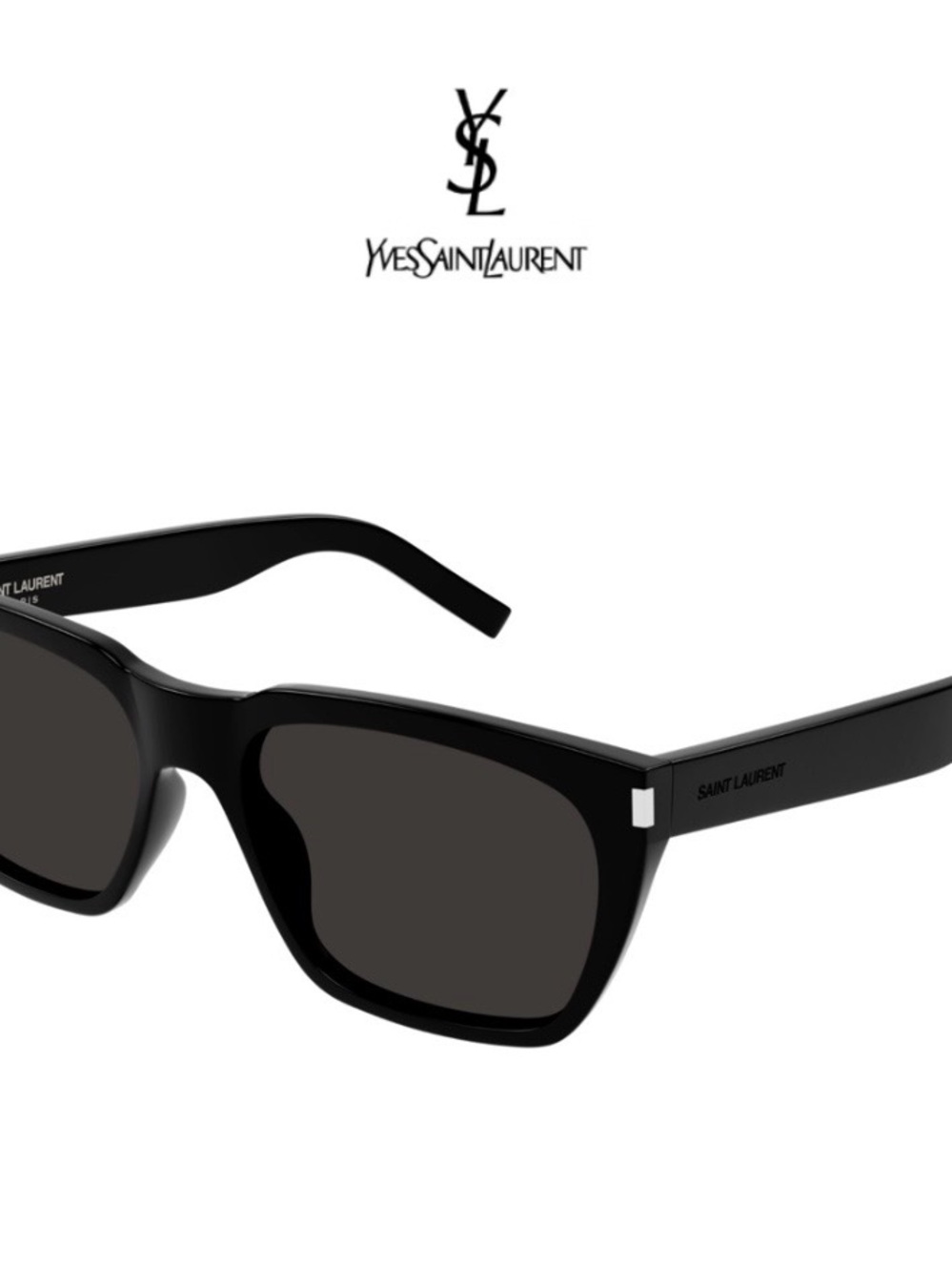 Saint Laurent Black Rectangular Acetate Sunglasses